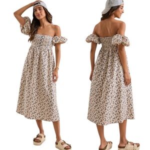 Altar'd State Blue and Cream Floral Maxi Dress